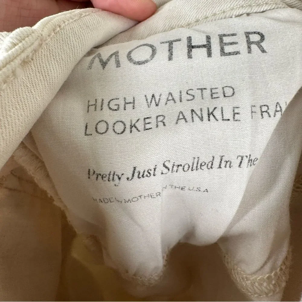 Mother High Waisted Looker Ankle Fray Pretty Just Strolled In The City Cream 27